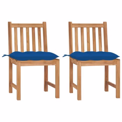 Chaises de jardin 2 pcs, avec coussins vidaXL Bois de teck massif