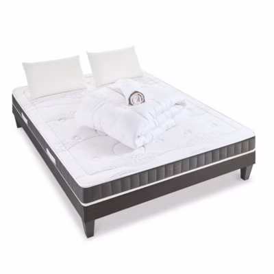 Pack Intuition 140×190 cm Matelas Mousse + Sommier Bois + Accessoires
