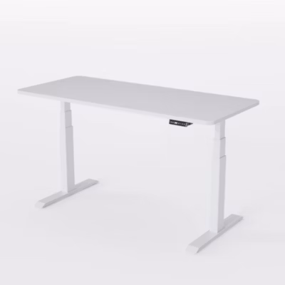 AUM WORLD Bureau Assis Debout Électrique, 160×70, DIY, 2 moteurs, Mémoires, Timer, USB A&C, 62-127cm, 120kg, Blanc