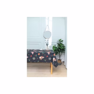 Promo Linge Nappe de Noël Ronde ou Rectangle Tissu Antitache/Imperméable Tradition anthracite 300x150cm