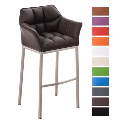 Tabouret de bar – CLP – DAMASO E – Pieds en acier – Revêtement en PU – Marron