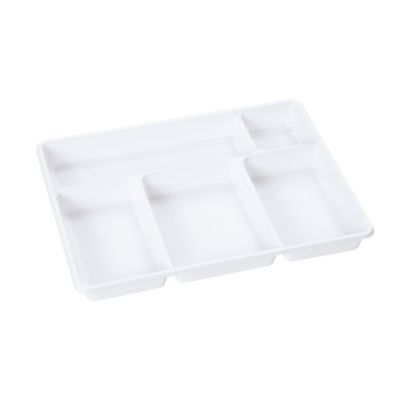 50 Plateaux Repas 5 Compartiments Blancs 290 x 224 x H. 30 mm en PS Pratiques et Résistants pour Usage Alimentaire – D-Work