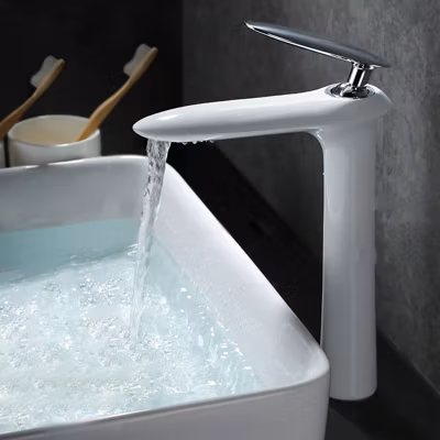 Robinet mitigeur lavabo haut moderne Blanc – Castor