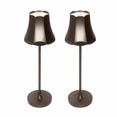 Ensemble de 2 lampes de table rétro bronze foncé rechargeables IP44 – Granny