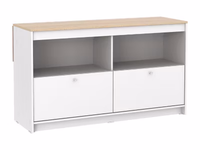 Ilot central de cuisine avec 2 portes et 2 niches – Blanc et chêne – TEKYNA