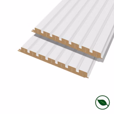 Lot de 2 demi panneaux mural décoratif lamelles MDF blanc (à peindre) 1250 x 287 x 20 mm 0,72 M2