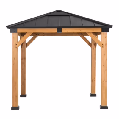 Sunjoy Tonnelle en bois de cèdre RAPI – 273cm x 273cm, anthracite