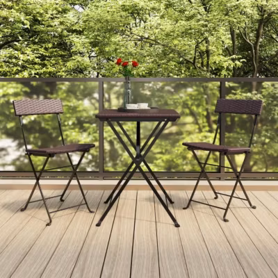 319987 vidaXL Chaises de bistrot pliantes 2pcs Marron Résine tressée et acier