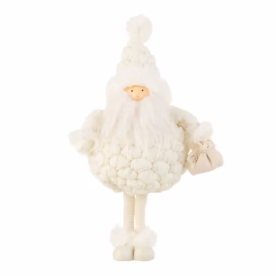 Statuette Déco Père Noël « Pochon » 38cm Blanc