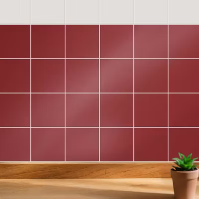 Sticker Mural Carrelage Wallfluent 10×10 cm Couleur Bordeaux 24 pcs