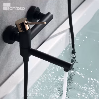 Mitigeur Bain/Douche Anti-Calcaire Noir Mat et Or Rose Cuivré IMEX IMEX MILOSSTICK BDYS045-4NOR
