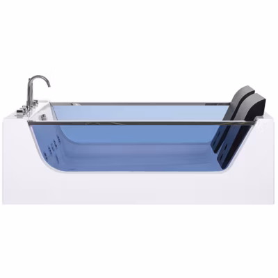 Baignoire d&rsquo;angle à remous avec LED CURACAO 180 x 120 cm Blanc