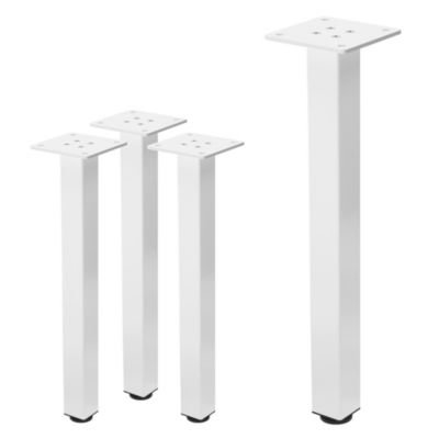 Lot de 4 pieds de table ML-Design H42 cm blanc brillant en acier profil carré 4×4 cm I-design