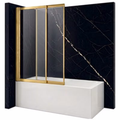 Silla Pare-baignoire SPENCER, rabattable, 120×150 CM, Doré brossé