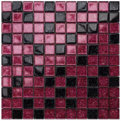 Mosaïque en verre sur filet pour salle de bain ou cuisine 30 cm x 30 cm – Purple sunset