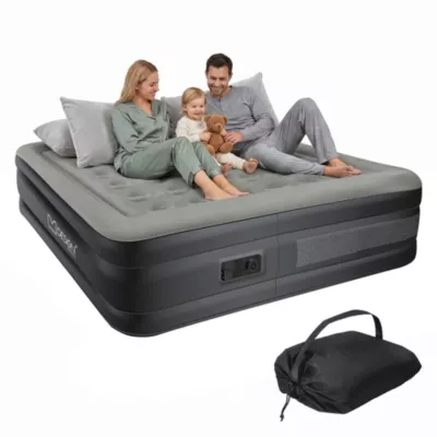 Matelas gonflable 2 personnes avec pompe électrique intégrée 203x157x47 cm gris