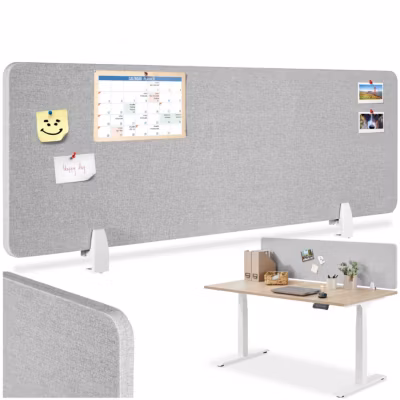 Cloison de bureau avec revêtement en tissu polyester  gris