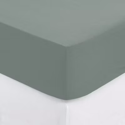 Drap-housse en coton – vert céladon – bonnet H30cm – 160×200 cm – Atmosphera