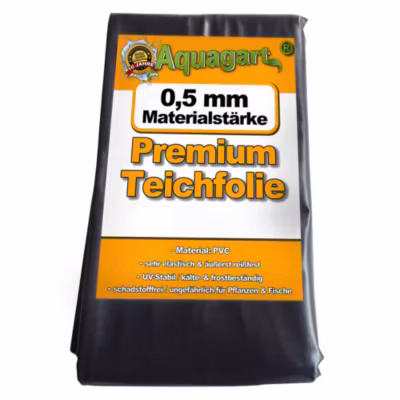 Liner de bassin PVC 2 m x 2 m, 0,5 mm noir, bâche pour le bassin de jardin Aquagart