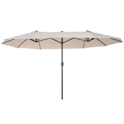 Parasol Marktschirm, Double, avec Manivelle, 455×270 cm, Beige, pour Jardin Terrasse