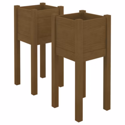 vidaXL Jardinières d&rsquo;extérieur 2 pcs Marron miel 31x31x70cm Pin massif
