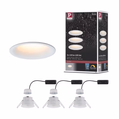 Spot encastré LED Cymbal Coin Kit de 3 IP44 rond 77 mm Coin 3x6W 3x440lm 230V gradable Dim to warm Blanc dépoli