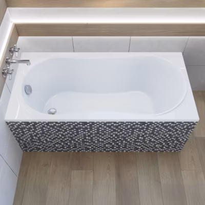 Baignoire rectangulaire 140 x 70 GRACJA acrylique blanc + Habillage en polystyrène + Pieds + Vidage à chromé