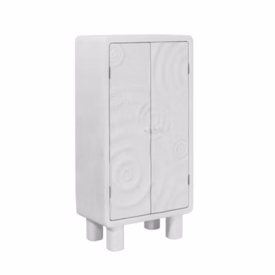Armoire en bois effet béton blanc Danaé