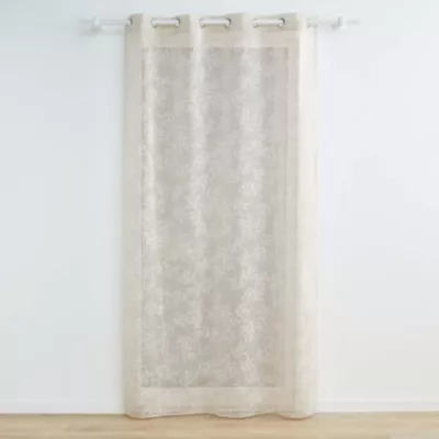 Voilage Vintage fleurs brodées (140×240 cm – Taupe)