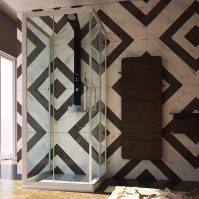 Cabine de douche 3 Côtés en PVC 80x80x80 CM H200 Transparent mod. Lite Profil Blanc