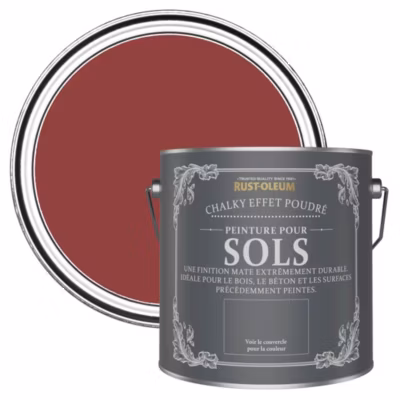 Peinture Mate Rouge pour Sols en bois ou béton Chalky – RUST-OLEUM – Bordeaux 2,5 L