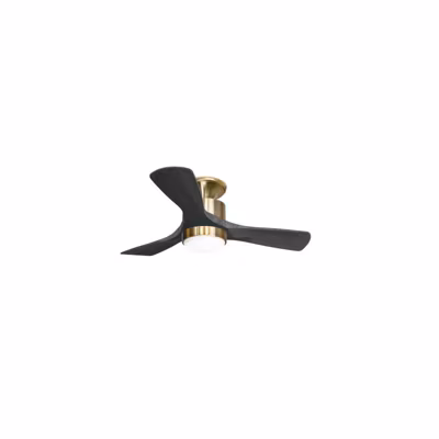 Modulo Low Profile Regular  – un ventilateur pour plafond bas , DC 106 cm Laiton pales bois noir sans Lumière 10 à 20 m²