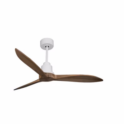 Tenerife  – Super destratificateur et ventilateur DC 132 cm  Blanc pales bois sombre sans Lumière 25 à 35 m²