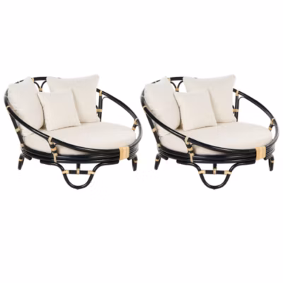 Lot de 2 lits de jardin ROSSANO Rotin Noir