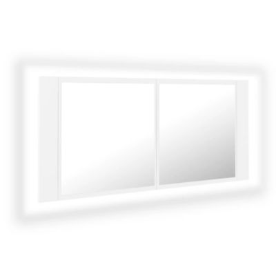 Armoire Murale à miroir LED, Armoire de Toilette, Meuble Salle de Bain Blanc 100x12x45 cm Acrylique