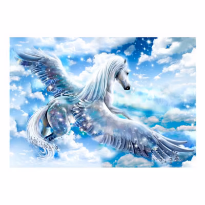 Papier peint intissé panoramique animaux pegasus (blue) 100×70 cm