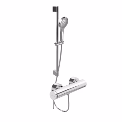 Mitigeur mécanique douche VILLEROY ET BOCH Loop & Friends Chrome + Ensemble de douche VILLEROY ET BOCH Verve Showers 3 jets Chrome