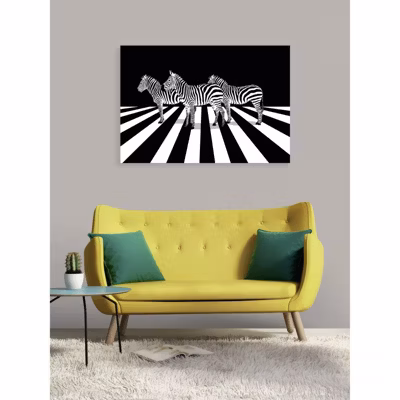 Tableau verre acrylique Passage Pieton 130 x 90 cm – Décoration murale zèbres pour la maison