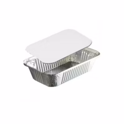 100 Barquettes Moules Operculables en Aluminium 670 ml 204 x 114 x 50 mm avec Couvercle en Carton Blanc Alu – D-Work