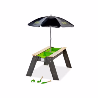 Table d&rsquo;activités sable et eau EXIT Aksent avec parasol et outils de jardinage