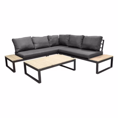 Salon d&rsquo;Angle de Jardin « Panama » 225cm Noir