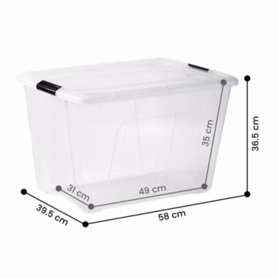 Iris Ohyama, Boite de Rangement Plastique avec Couvercle, 60L, Lot de 3, Transparent,NTB-60