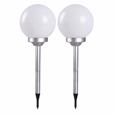 Lot 2 Boule lumineuse solaire pour jardin, lampe LED de jardin, borne solaire éclairage solaire d&rsquo;extérieur -Diamètre 25 x H 67 cm