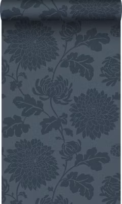 Origin Wallcoverings papier peint fleurs bleu foncé 50 x 900 cm