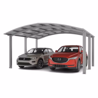 Double Carport  Montage M – charge de toiture 137kg/m² –  Inox Brillant – Ximax Portoforte