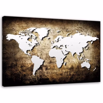 Tableau sur toile, Carte du monde ancienne Vintage 60×40 cm