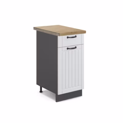 Vicco Meuble cuisine Blanc campagne 40cm , PT Chêne