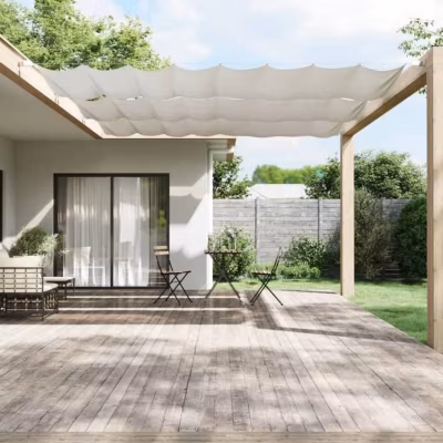 vidaXL Auvent Vertical Ecran de Protection Ecran d&rsquo;Intimité de Balcon Auvent de Patio Jardin Extérieur Blanc 140×800 cm 148168