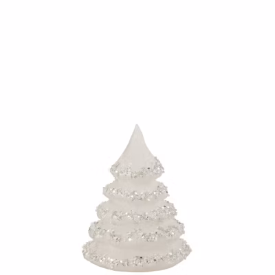Sapin de Noël décoratif en verre blanc 11x16cm