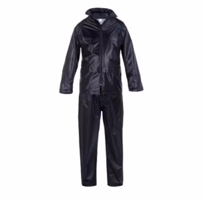 Ensemble de pluie veste et pantalon double enduction PVC bleu marine TM – RNDB-M